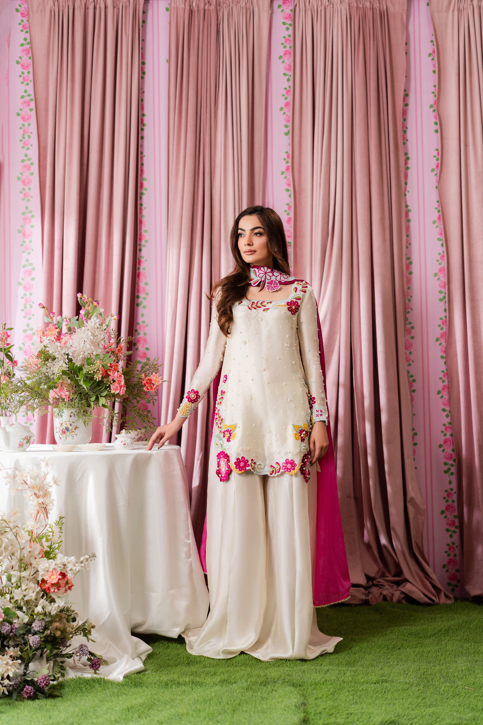 Luxe Silk Embroidered 3-Piece Suit | Ready to Wear
