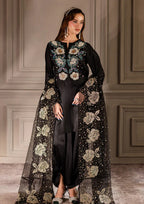 3 Piece Stitched Embroidery Raw Silk Dress - Ready To Wear