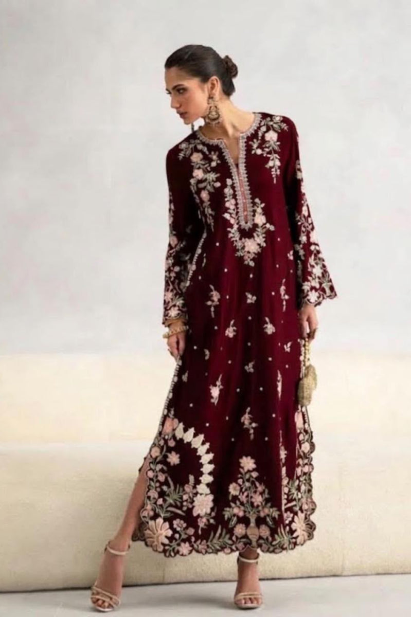 Silk Embroidered 2-Piece Kaftan Outfit | Ready to Wear