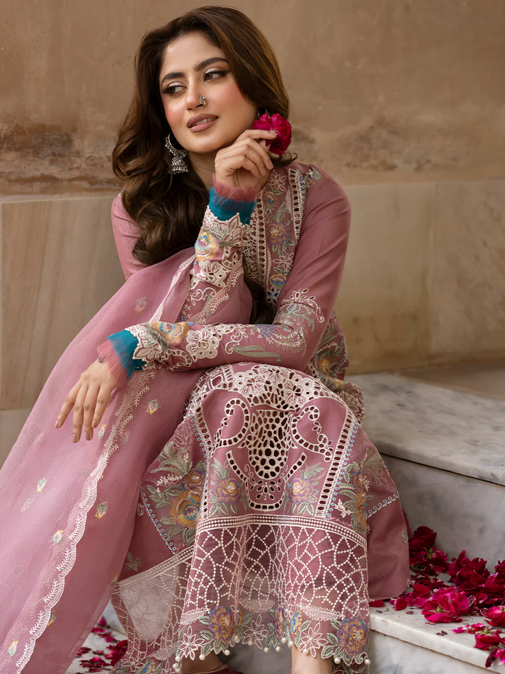 03-Piece Luxury Lawn Embroidered 3Pcs Stitched Suit
