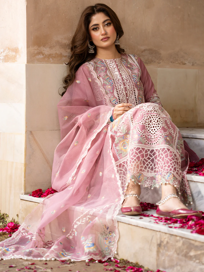 03-Piece Luxury Lawn Embroidered 3Pcs Stitched Suit
