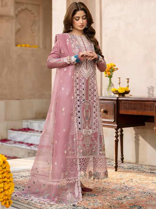 03-Piece Luxury Lawn Embroidered 3Pcs Stitched Suit