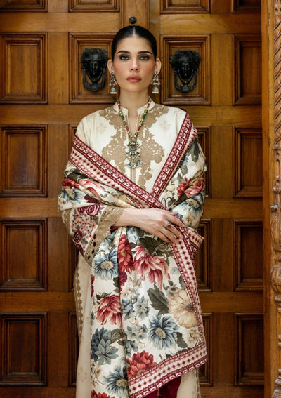 3 Piece Stitched Lawn Suit - Ready To Wear