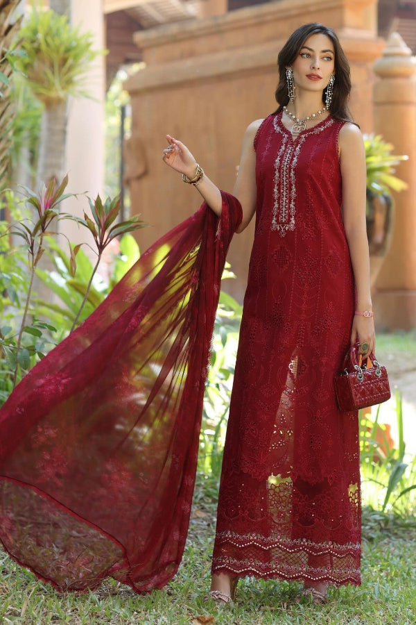 03-Piece Embroidered Lawn Suit With Chiffon Dupatta | Ready To Wear