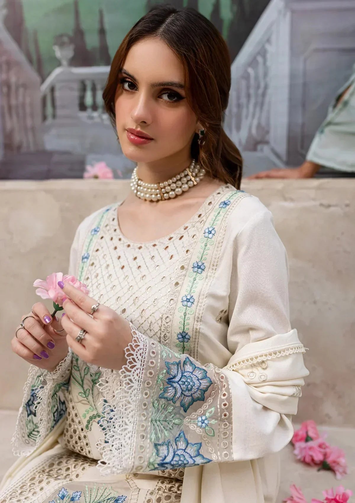 3 Piece Stitched Chikankari Dress - Ready To Wear