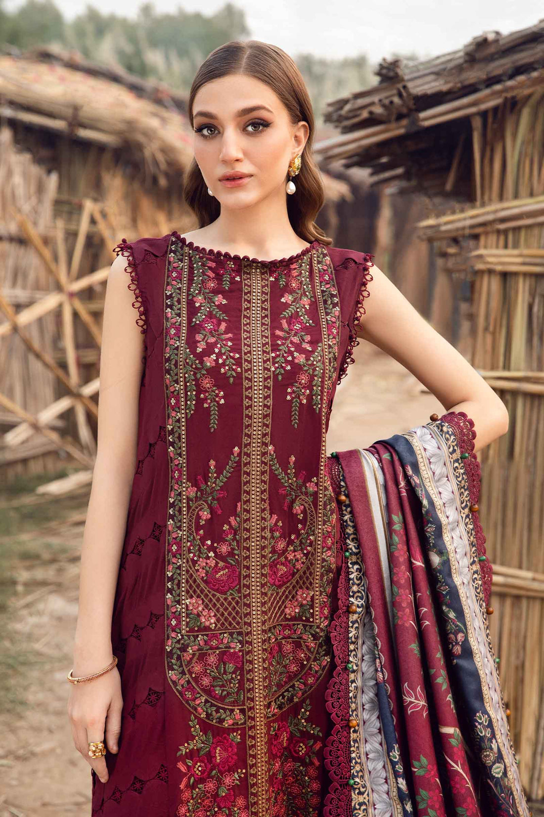3 Piece Stitched Dhanak Dress - Ready To Wear