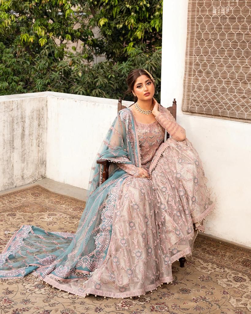 03-Piece Heavy Embroidered With Net Dupatta - Ready To Wear