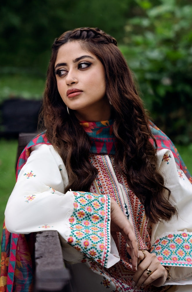 3 Piece Stitched Dhanak Dress for Winter - Ready To Wear