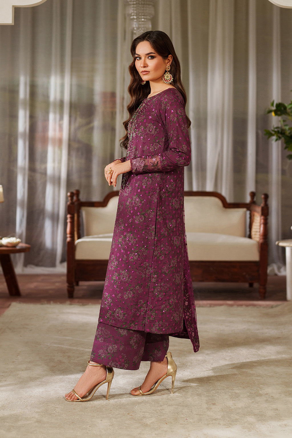 03-Piece Embroidered Lawn Suit With Chiffon Dupatta | Ready To Wear