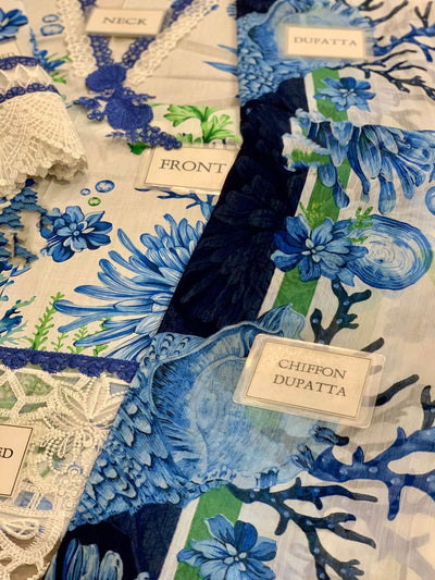 3 Piece Stitched Lawn Embroidery Dress - Ready to Wear