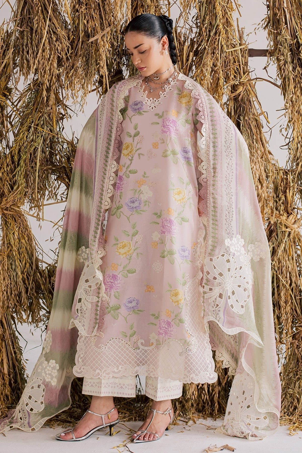 03 Piece Digital Printed Lawn Suit - Ready To Wear