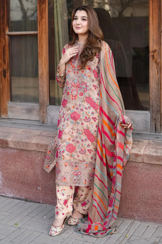 3 Piece  Printed Lawn Suit With Chiffon Dupatta | Ready To Wear
