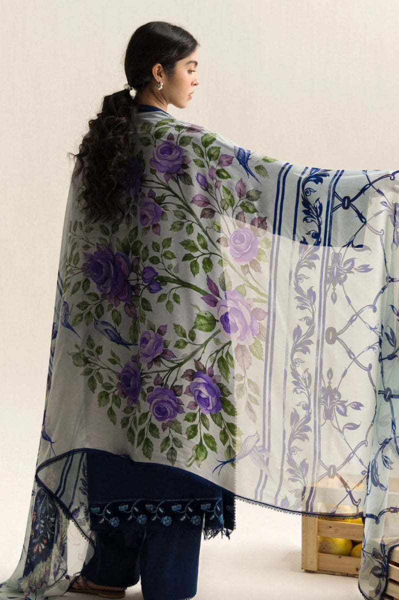 Dhank Royal Blue  Embroidered 3-Piece Suit | Ready-to-Wear