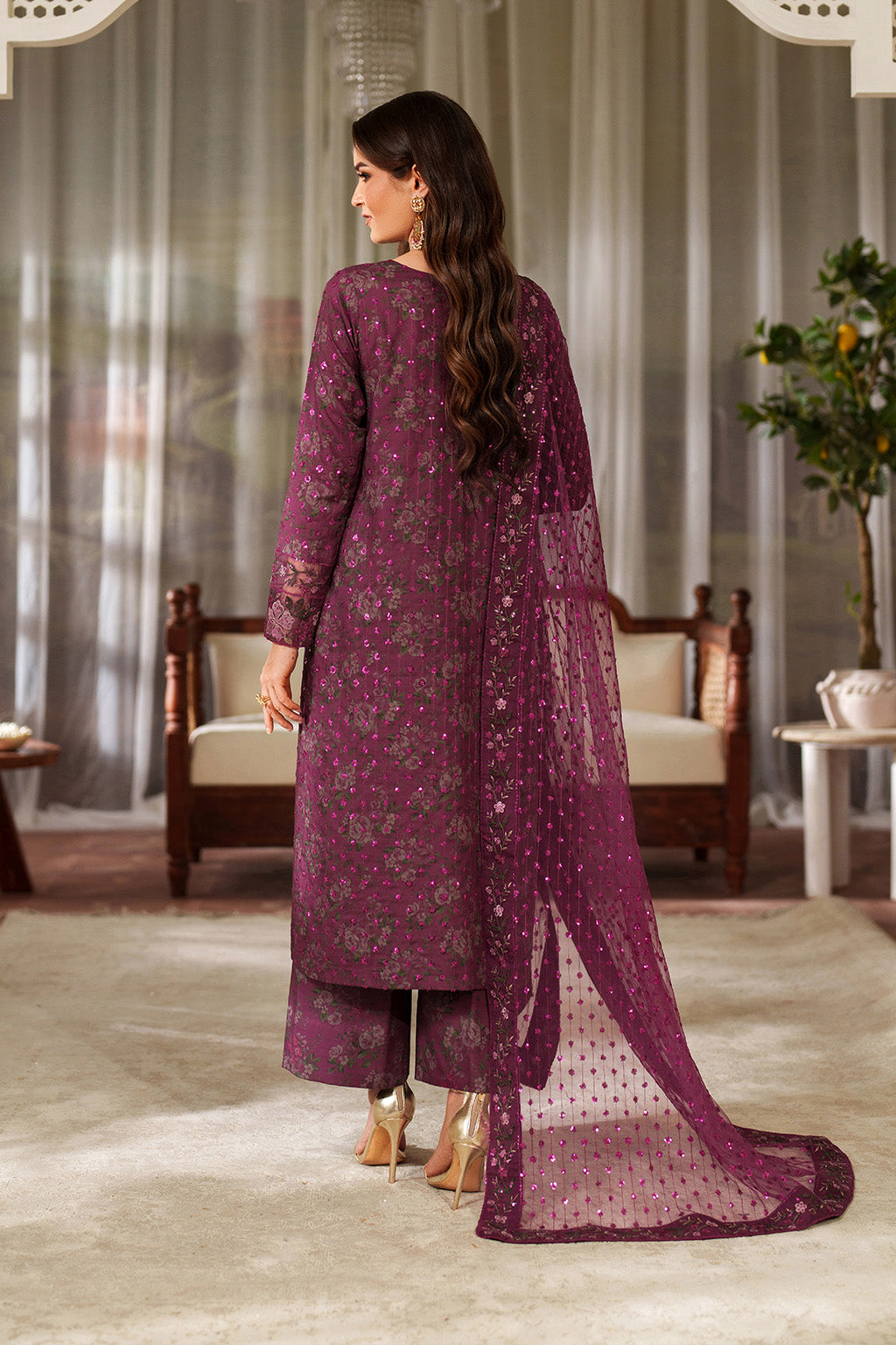 03-Piece Embroidered Lawn Suit With Chiffon Dupatta | Ready To Wear