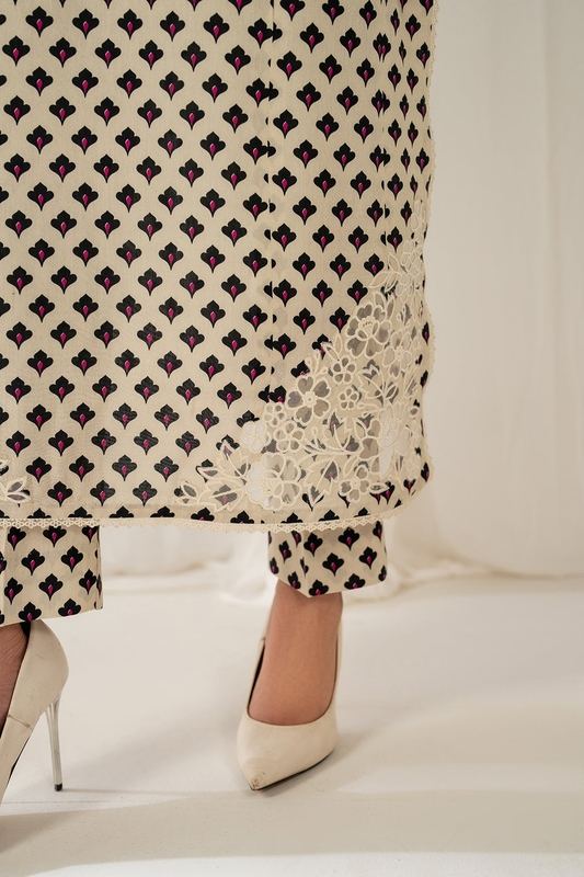 3 Piece Stitched Linen Dress - Ready To Wear