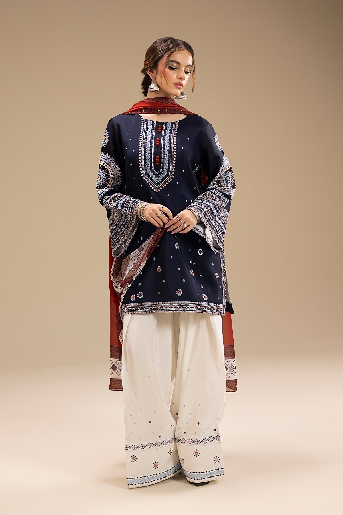 JAZMIN - STITCHED 3PC DHANAK EMBROIDERED SUIT