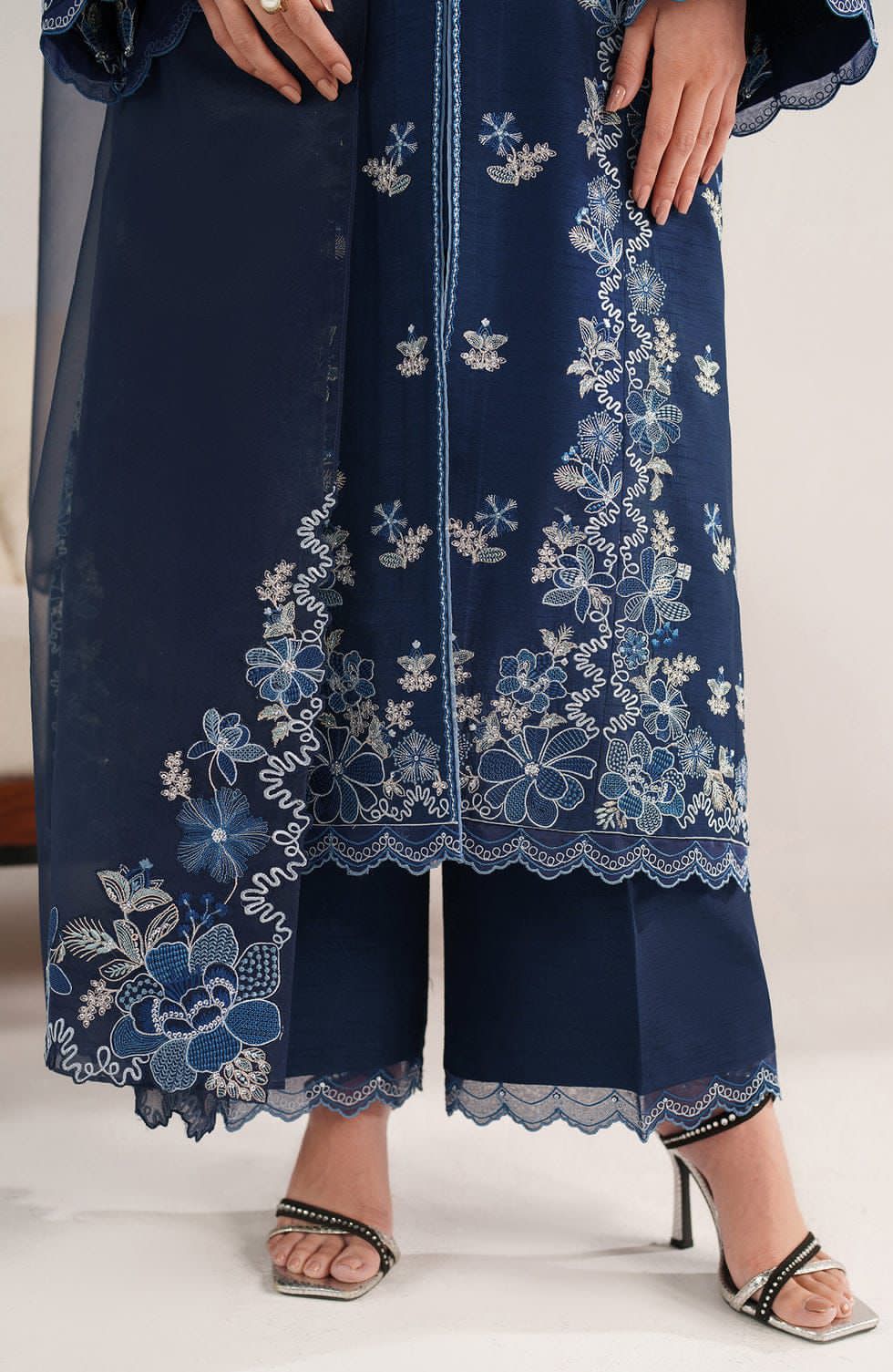 03-Piece Embroidered Lawn Suit With Chiffon Dupatta | Ready To Wear