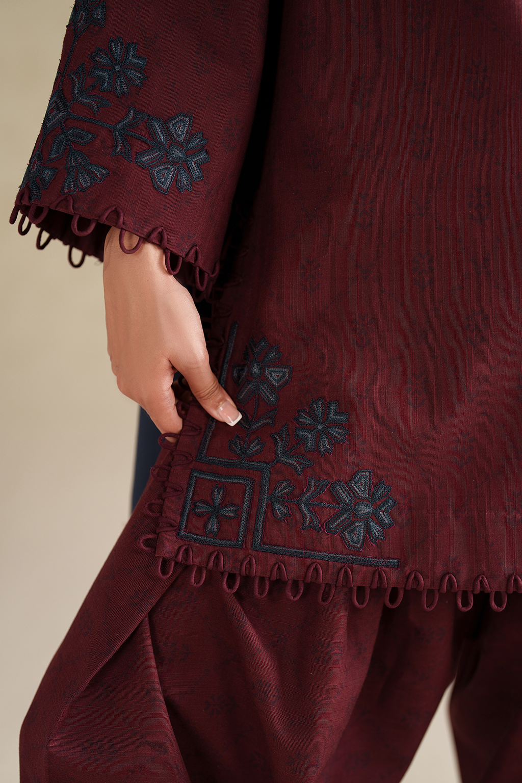 3 Piece Stitched Dhank Suit - Ready to Wear