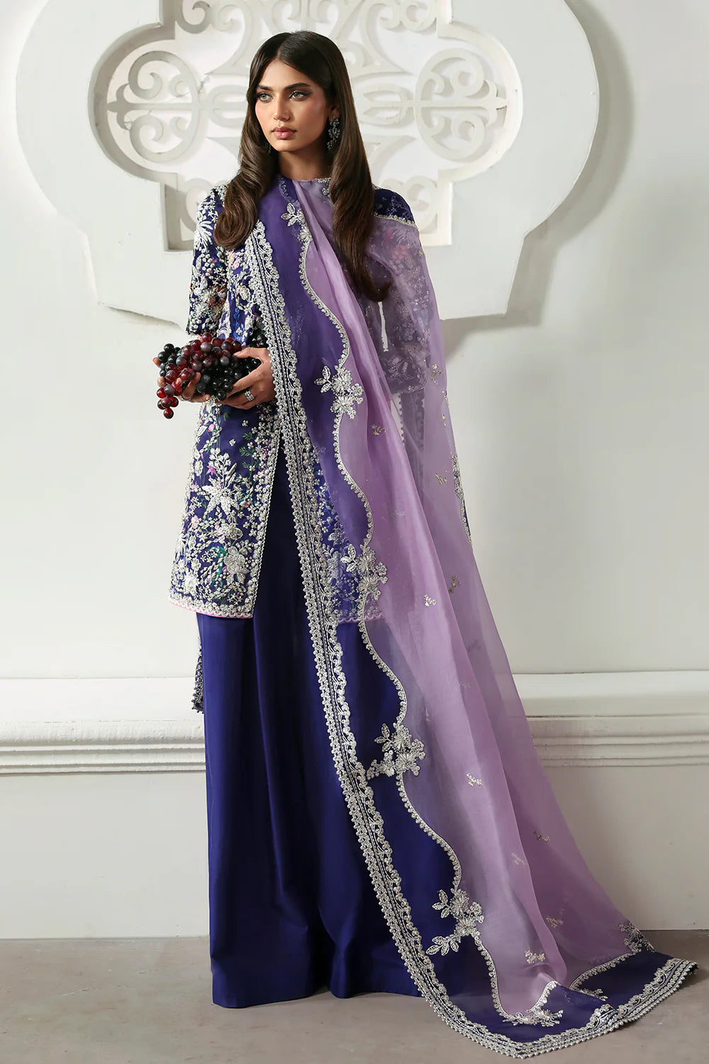03- Piece Stitched Floral Printed Silk Suit - Ready To Wear