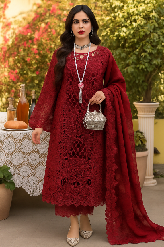 3 Piece Heavy Embroidered Lawn Suit Ready To Wear