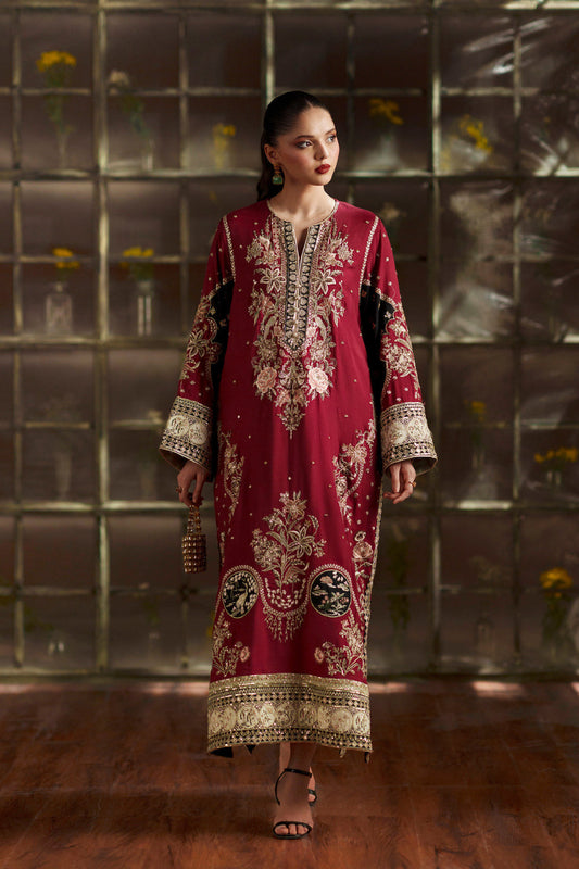 Red Royale – Luxury Embroidered Rawsilk Kaftan | Ready To Wear