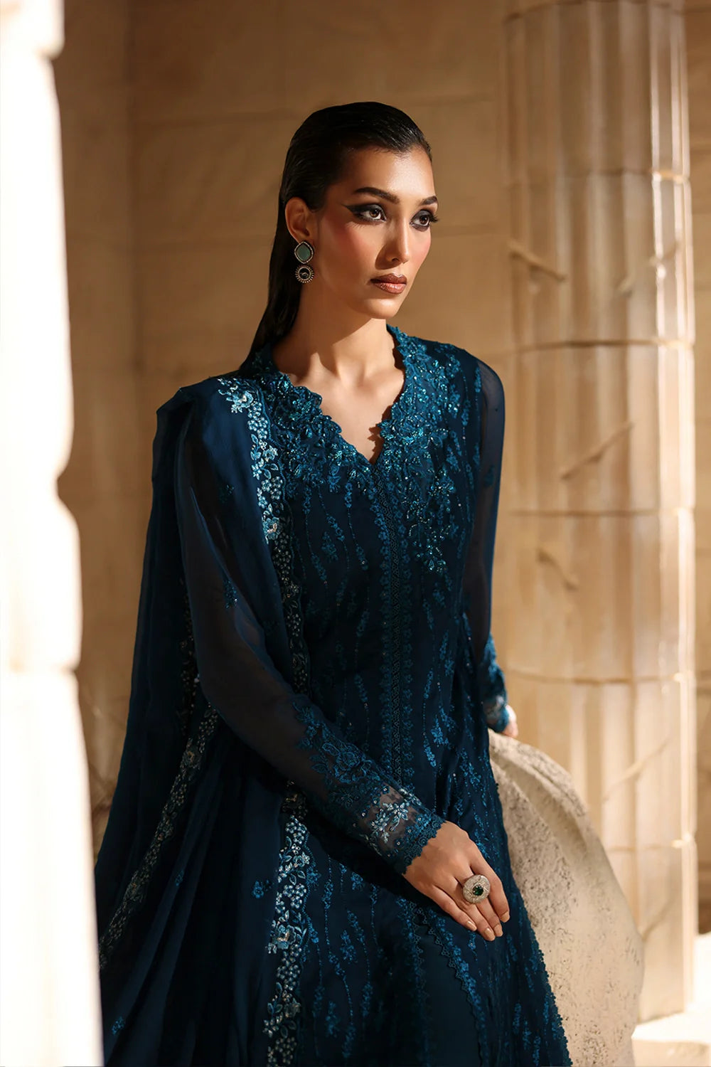 3 Piece Chiffon Suit With Chiffon Dupatta | Ready To Wear