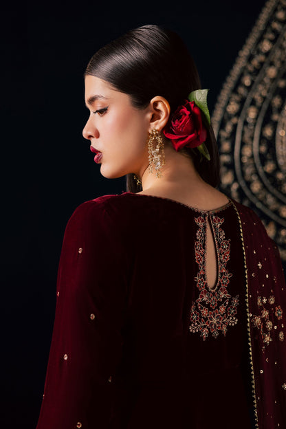 03-Piece Velvet Embroidered Winter Dress Ready To Wear