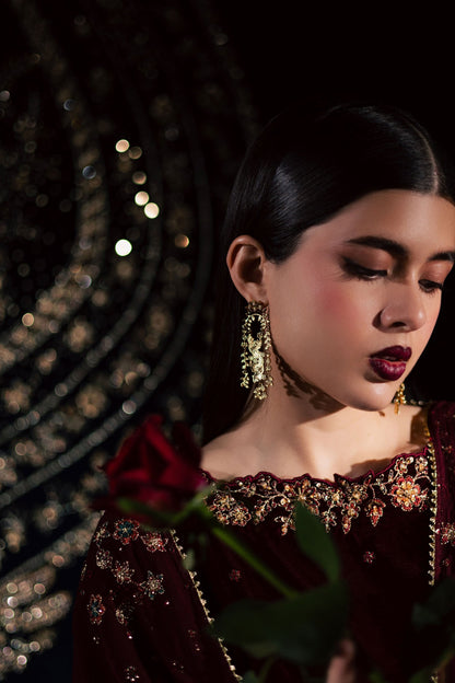 03-Piece Velvet Embroidered Winter Dress Ready To Wear