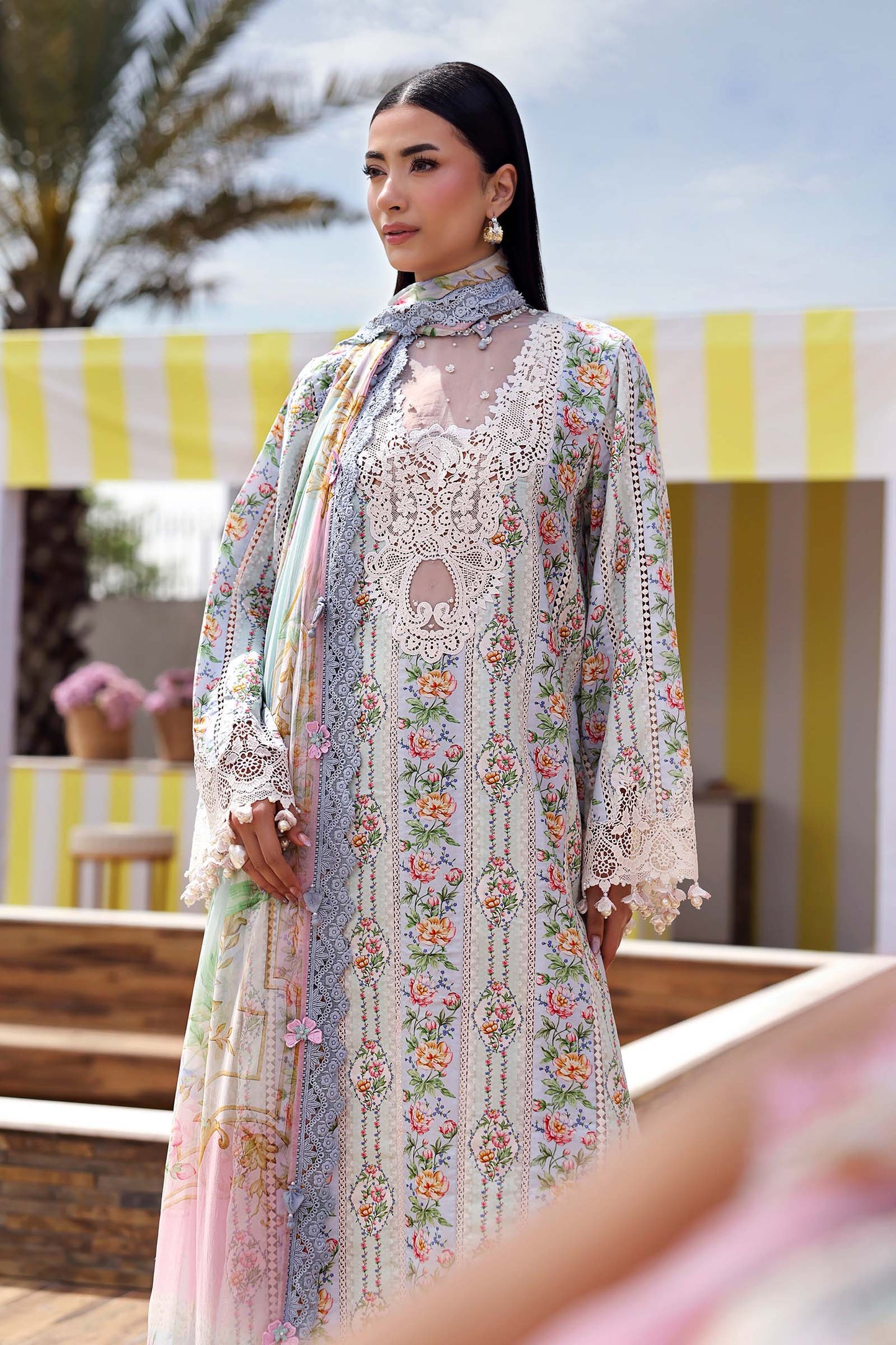 3 Piece  Printed Lawn Suit With Chiffon Dupatta | Ready To Wear