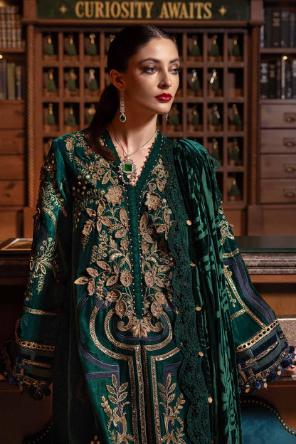 MariaB Velvet Embroidered Winter Dress With Palachi Shawl