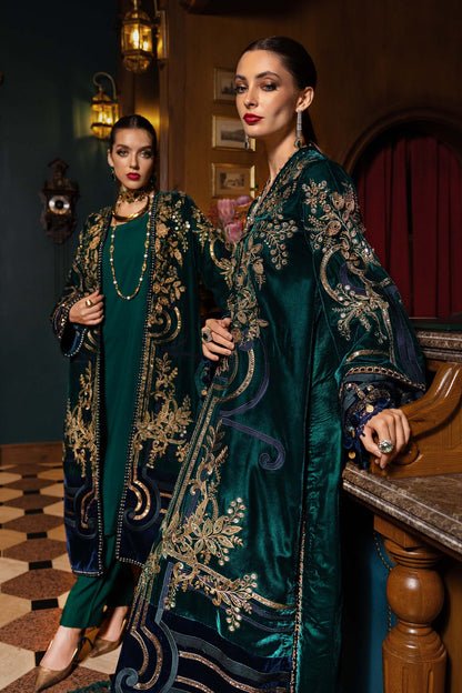 MariaB Velvet Embroidered Winter Dress With Palachi Shawl