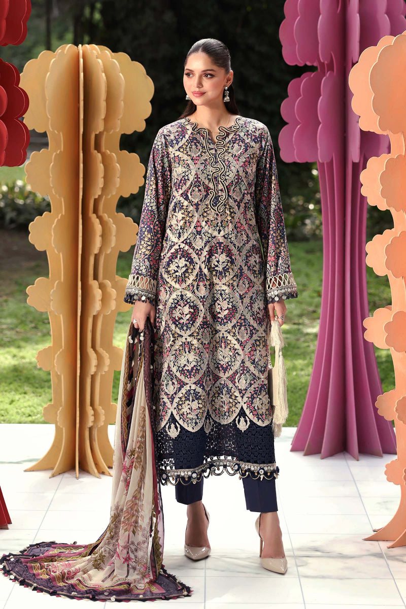 03-Piece Printed Lawn Suit With Chiffon Dupatta | Ready To Wear