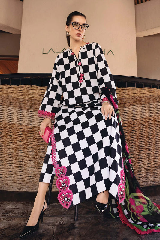03-Piece Embroidered Lawn Suit With Chiffon Dupatta - Ready To Wear