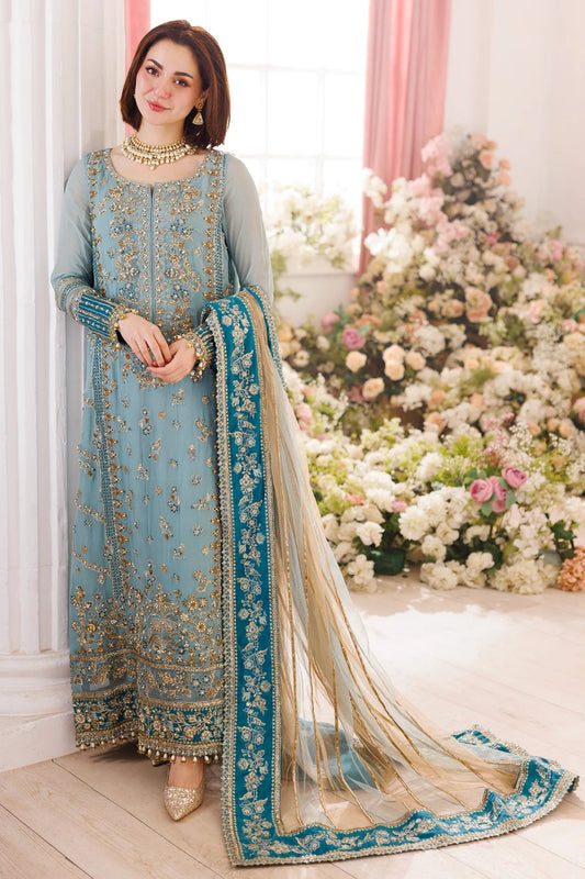 03-Piece Chiffon Suit With Embroidery & Adda Work - Ready To Wear