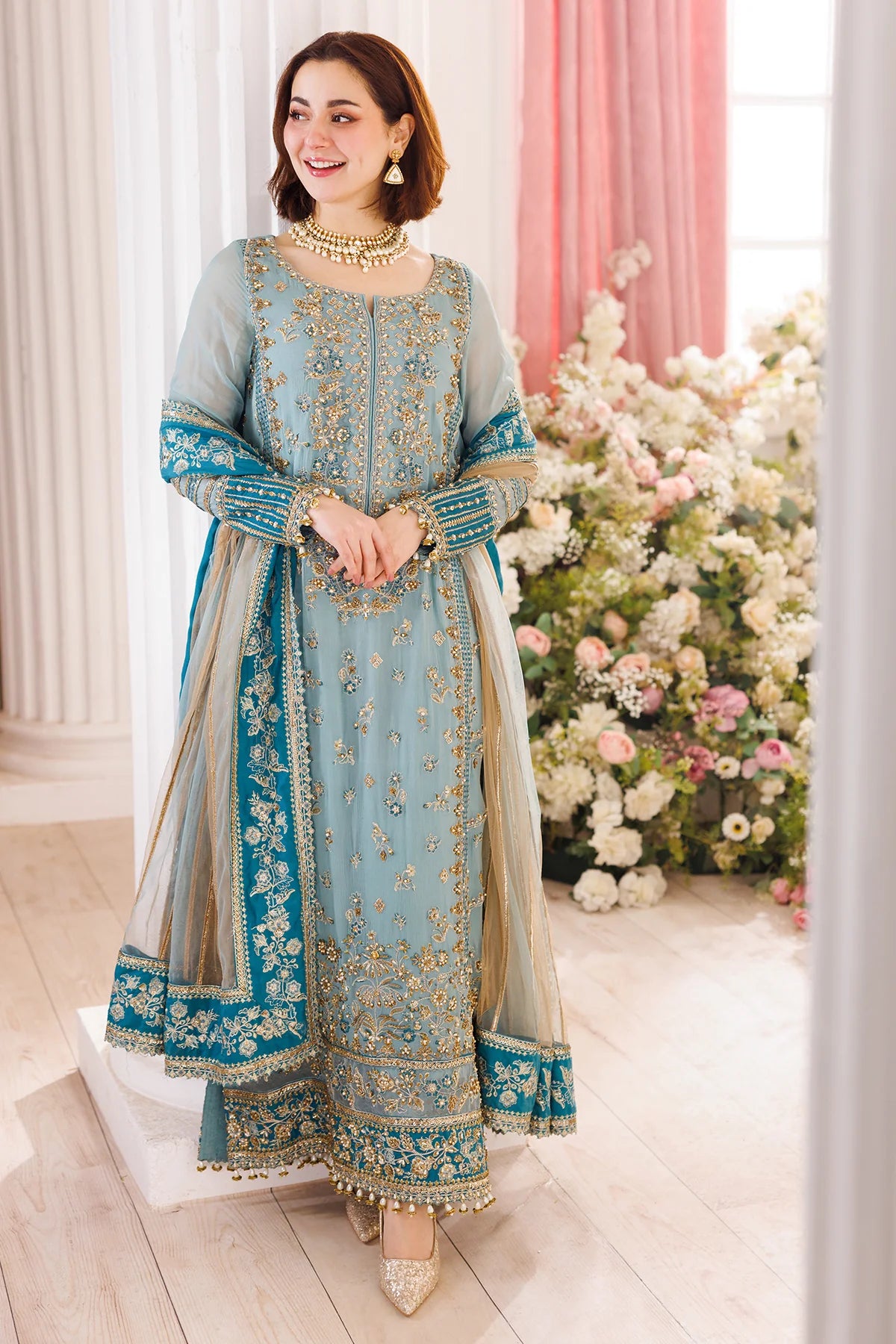 03-Piece Chiffon Suit With Embroidery & Adda Work - Ready To Wear