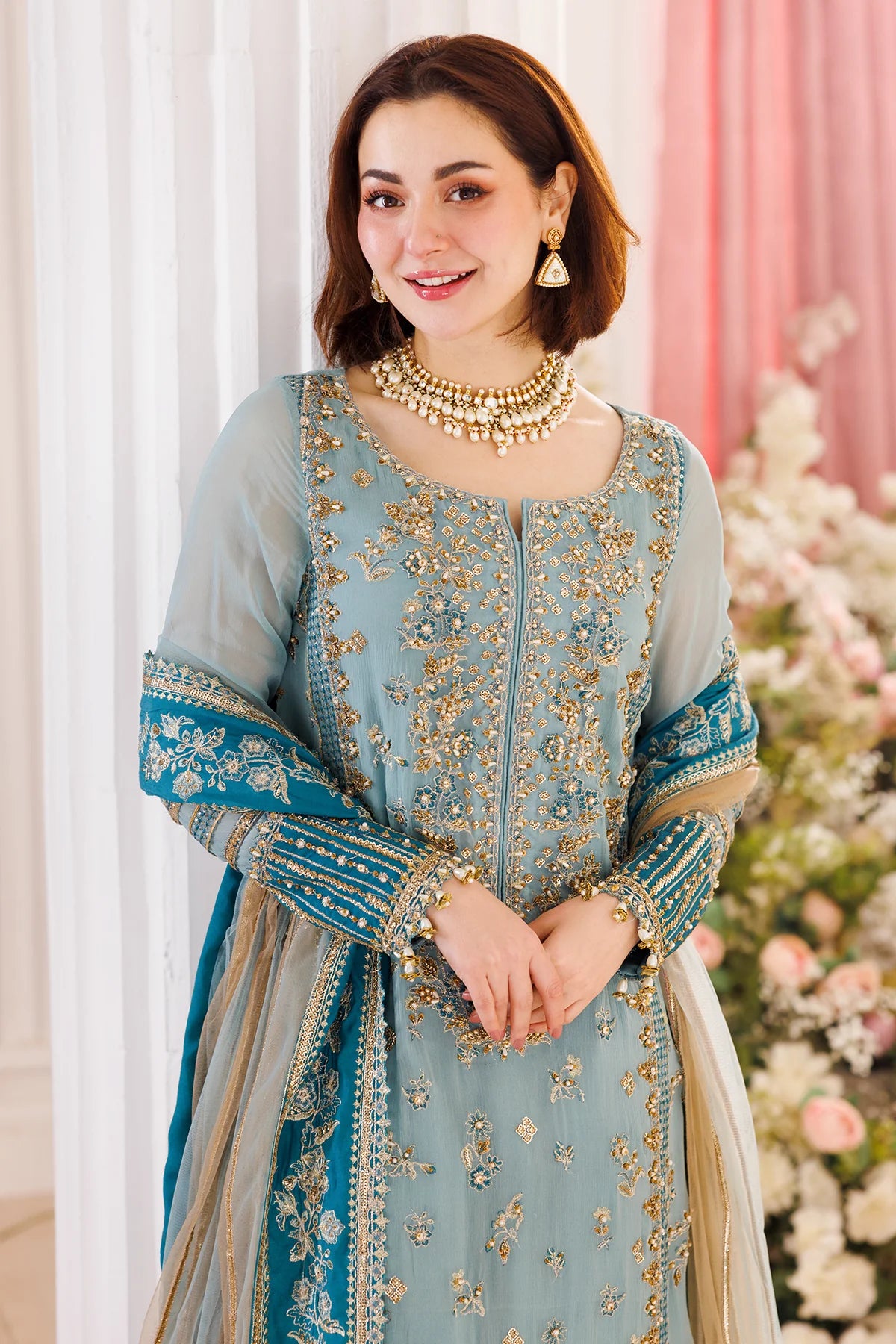 03-Piece Chiffon Suit With Embroidery & Adda Work - Ready To Wear