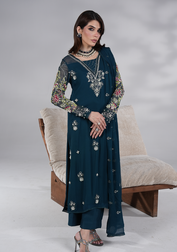 3 Piece Embroidered Chiffon Suit Ready To Wear