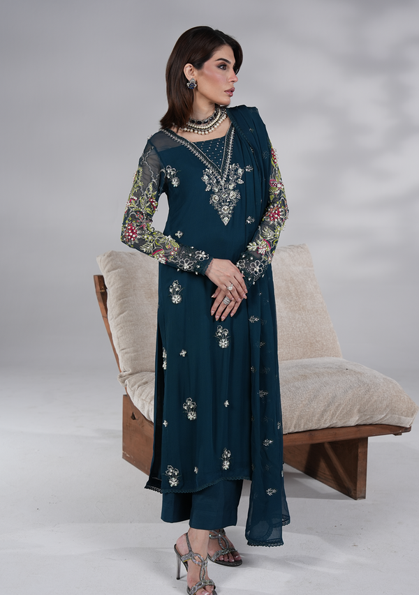 3 Piece Embroidered Chiffon Suit Ready To Wear