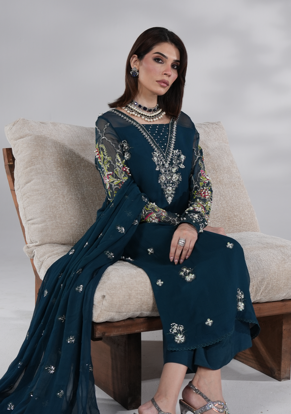 3 Piece Embroidered Chiffon Suit Ready To Wear