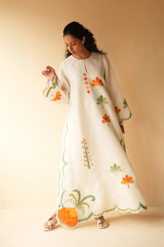 02 Piece Embroidery Silk Kaftan - Ready To Wear