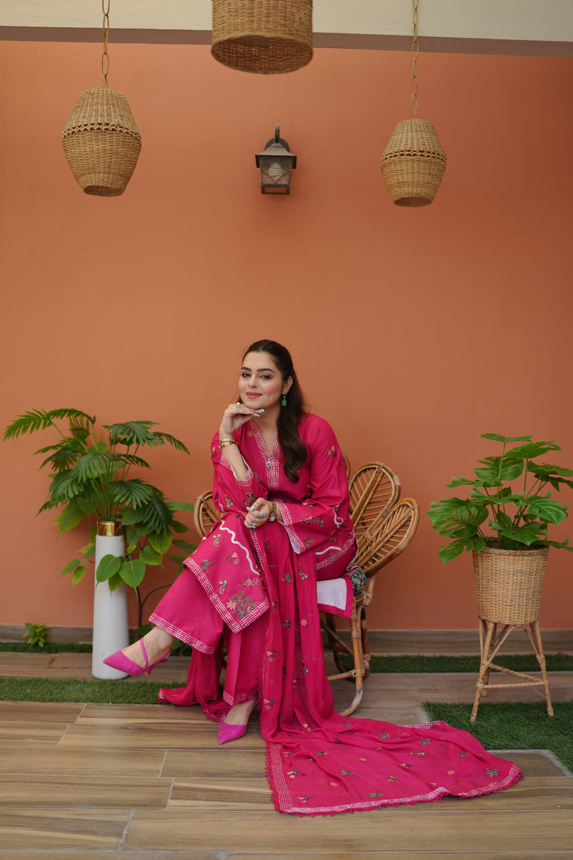 3 Piece Viscous Suit With Silk Dupatta | Ready To Wear