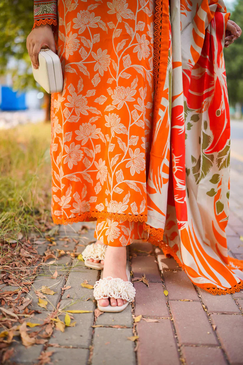 03-Piece Lawn Suit With Chiffon Dupatta | Ready To Wear
