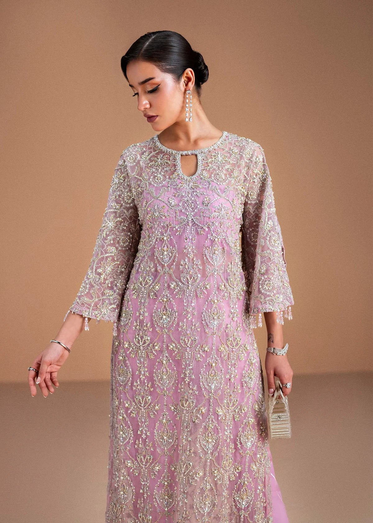 02-Piece Heavy Embroidered Organza - Ready To Wear