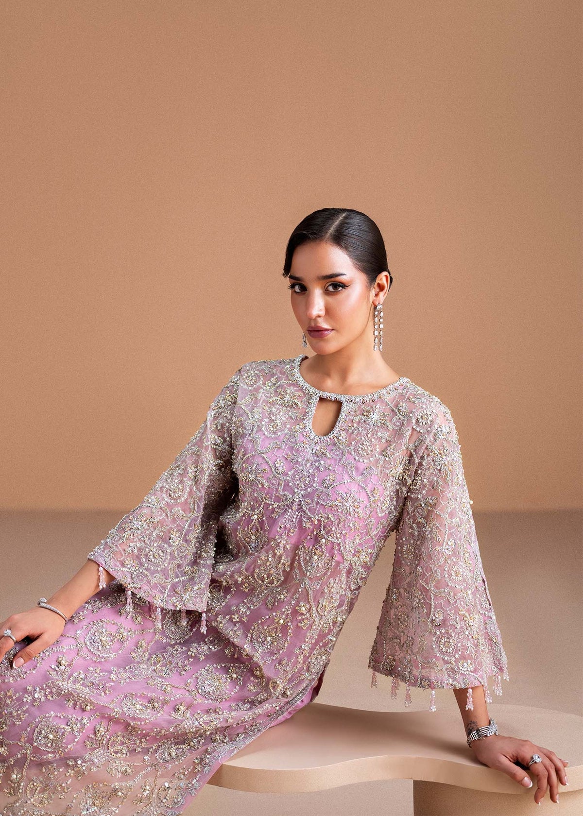 02-Piece Heavy Embroidered Organza - Ready To Wear