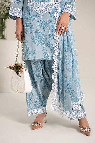 Stitched 3-Piece Lawn Suit – Blue Elegance