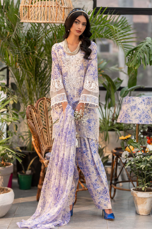 Stitched 3-Piece Embroidered Lawn Suit – Off White Elegance