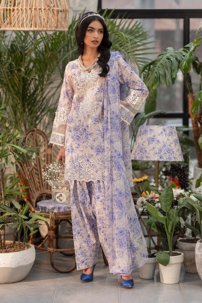 Stitched 3-Piece Embroidered Lawn Suit – Off White Elegance