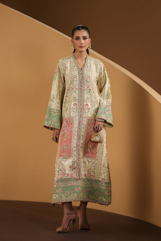 03-Piece Embroidered Silk Kaftan Suit - Ready To Wear