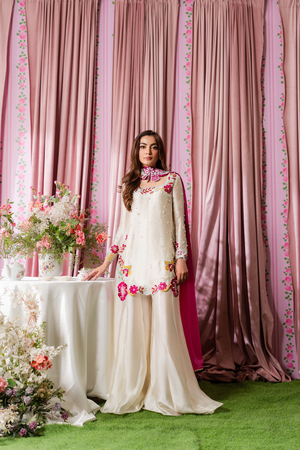 Luxe Silk Embroidered 3-Piece Suit | Ready to Wear