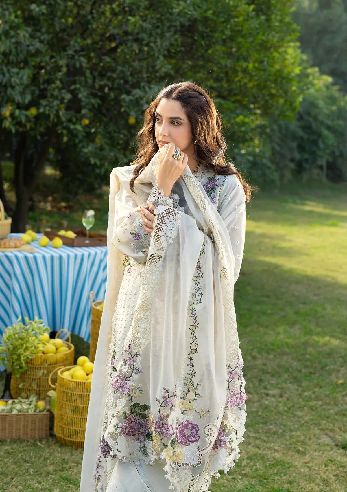 03-Piece Embroidered Lawn Suit With Jacquard Dupatta | Ready To Wear